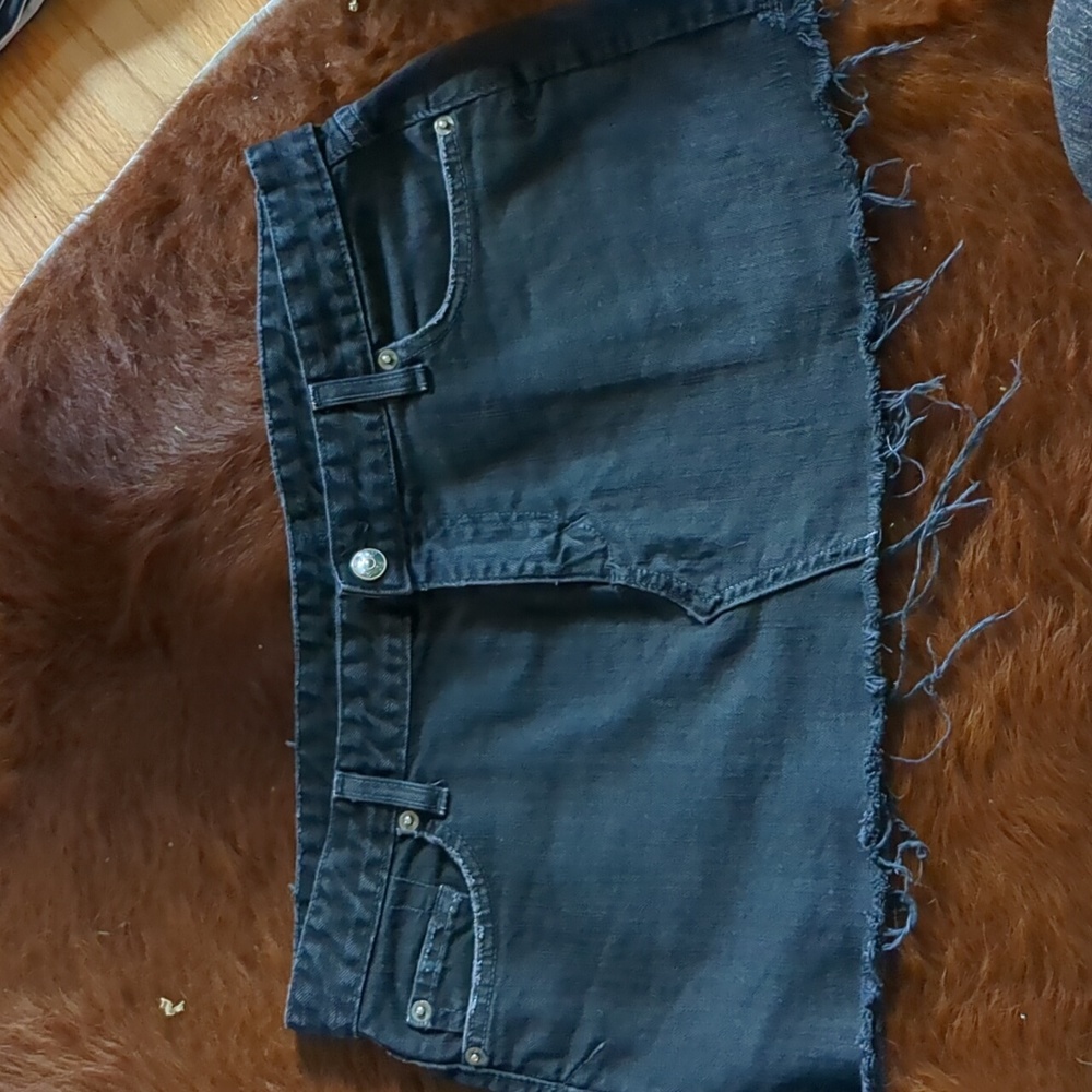 lux denim cut off mini skirt